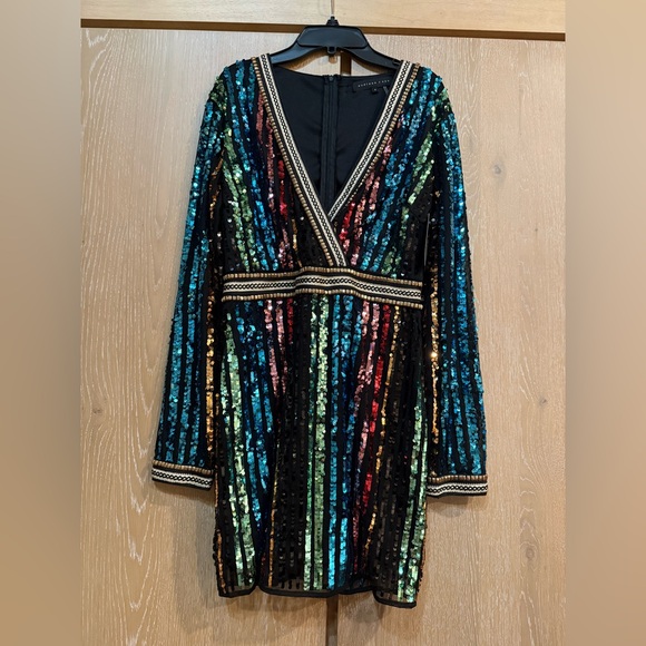 NWT Revolve X Endless Rose Black and Blue Sequin V-Neck Dress - Picture 1 of 7